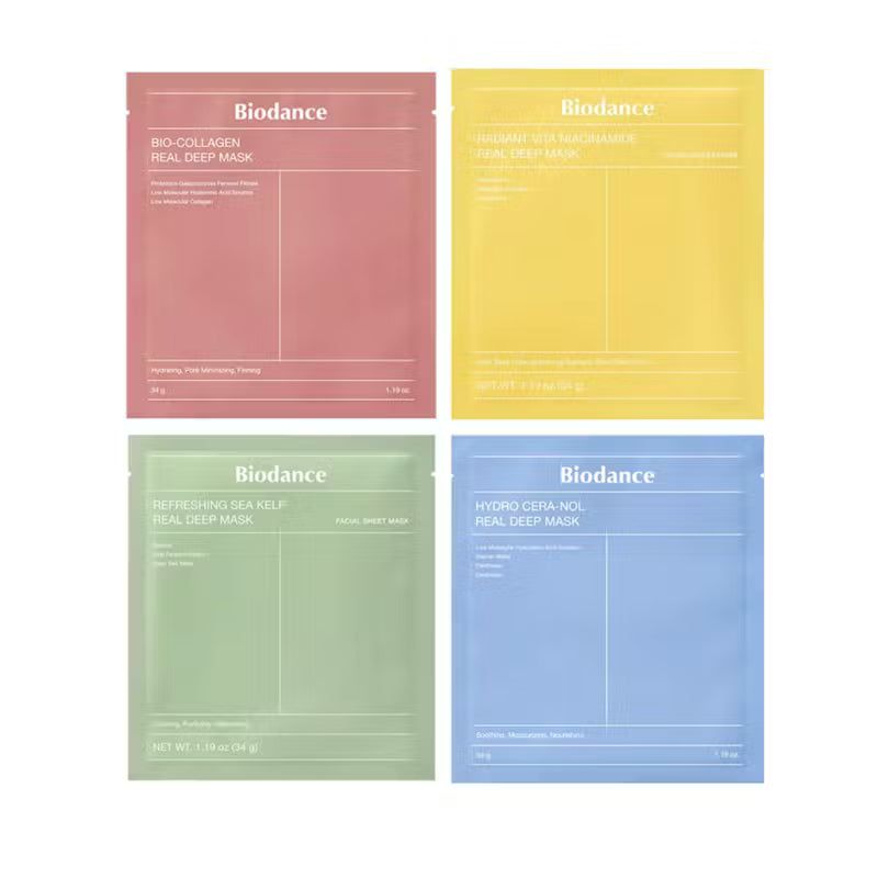 Masques Biodance Bio-Collagen : Collection Complète Hydro-Collagen, Ceranol, Vita Radiance & Kelp | Peau Repulpée, Hydratée et Éclatante ( 4 pièces )