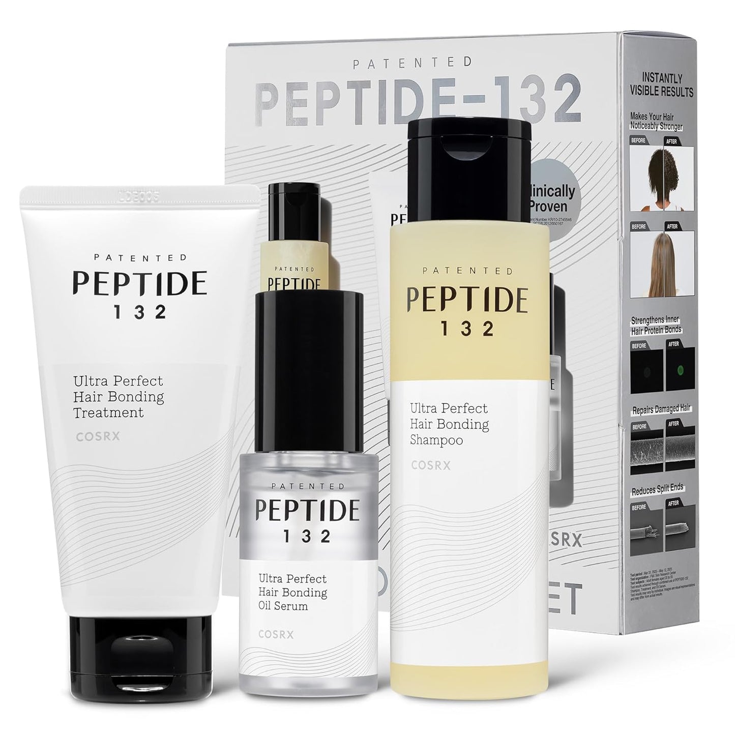 COSRX PEPTIDE 132 Coffret Capillaire Réparateur | Shampooing, Sérum & Huile | Soin Intensif Cheveux Secs & Abîmés | Traitement Cuir Chevelu