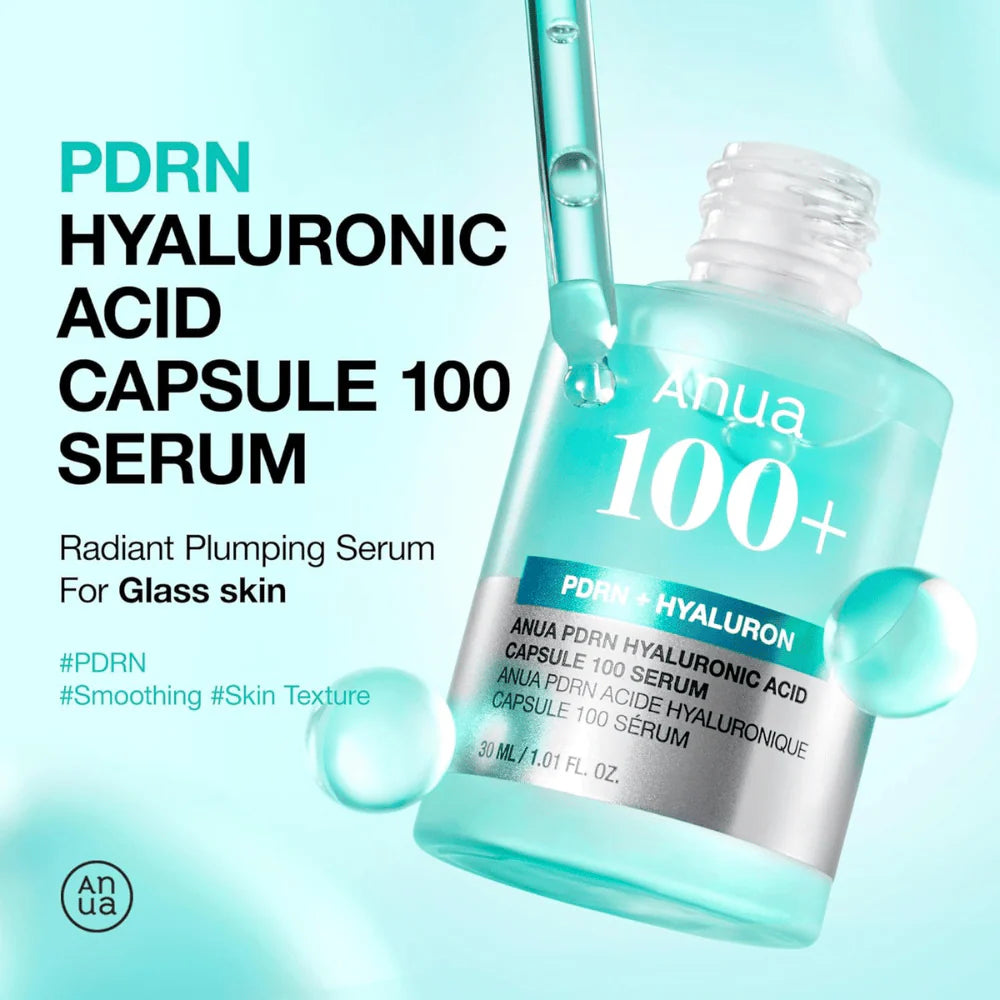 ANUA Sérum PDRN À L'Acide Hyaluronique, 100 Capsules, Sérum Visage Éclat, Acide Hyaluronique, 30 Ml
