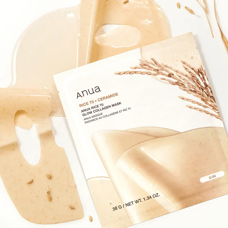ANUA Rice 70 Glow Collagen Mask Masque tissu éclat au riz et au collagène ( 1ea)