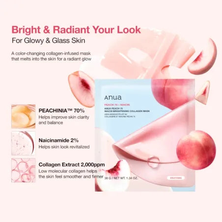 ANUA PEACH 70 NIACIN BRIGHTENING COLLAGEN MASK (1ea)