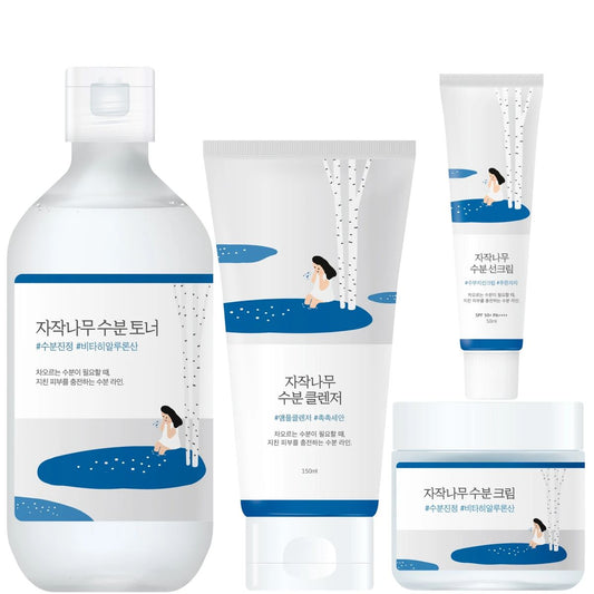 Routine Complète ROUND LAB au Jus de Bouleau (4 Étapes) | Soin Hydratant et Apaisant Peaux Sensibles & Adolescentes | K-Beauty