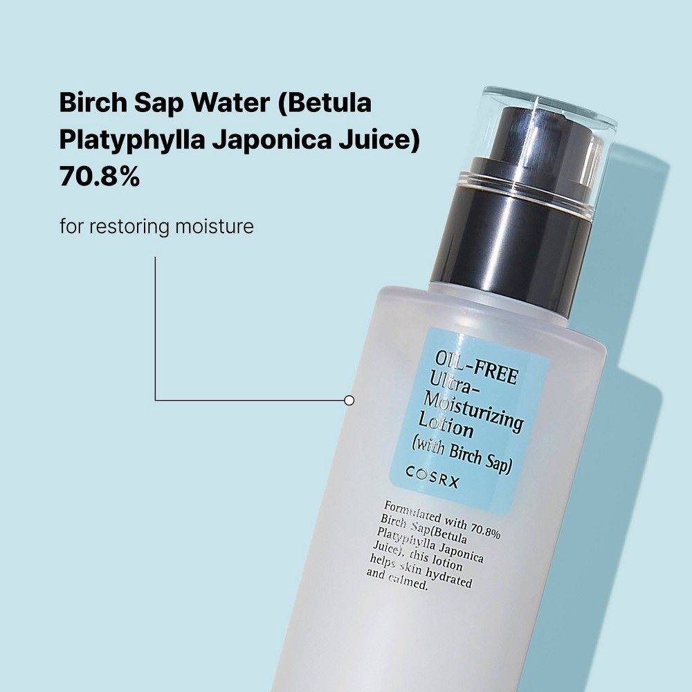 COSRX Oil-Free Ultra-Moisturizing Lotion with Birch Sap | Crème Hydratante Sans Huile avec Sève de Bouleau | Pour Peau d'Acné Sèches Soins pour le Visage de Jour